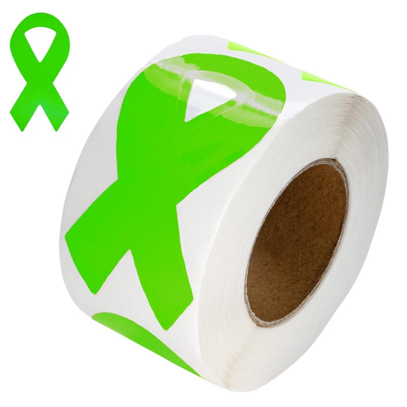 Fundraising For A Cause 250 Large Lime Green Ribbon Stickers - Lime Green Ribbon Awareness Stickers for Fundraisers & Awareness Events - Image 2